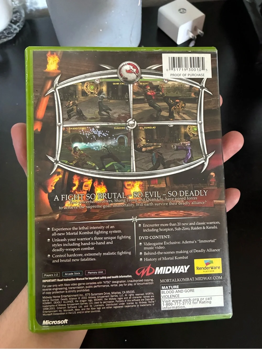 Mortal kombat Deadly alliance greatest hits - original Xbox 2002 tested & works